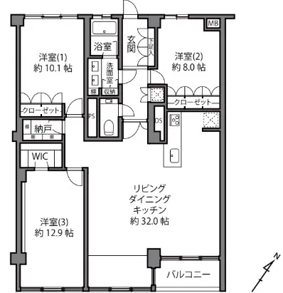外苑マンションの間取り図