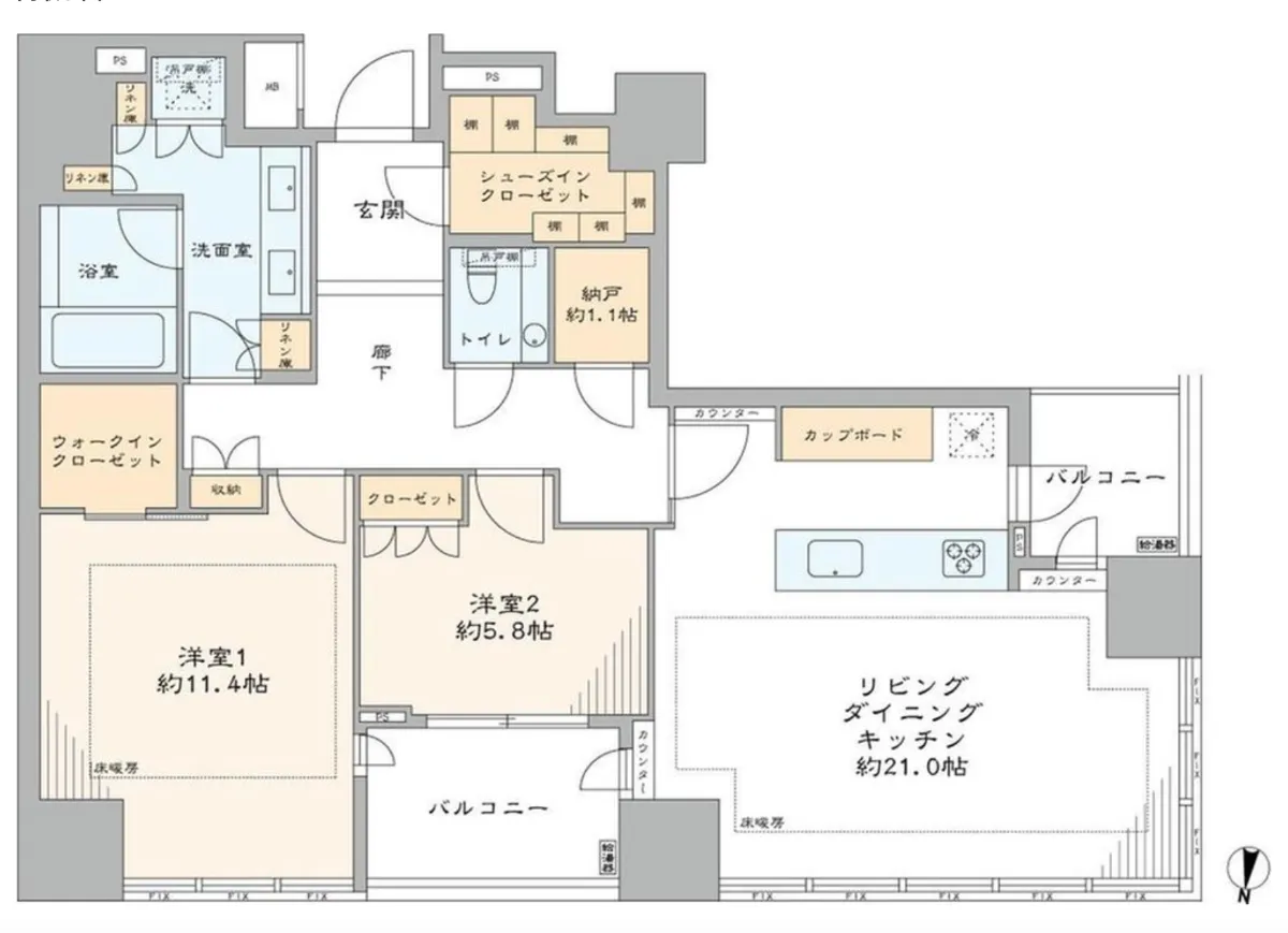 ザ パークハウス白金二丁目タワーの間取り図