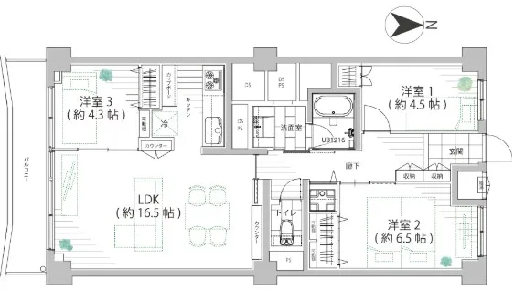 広尾マンションB棟の間取り図