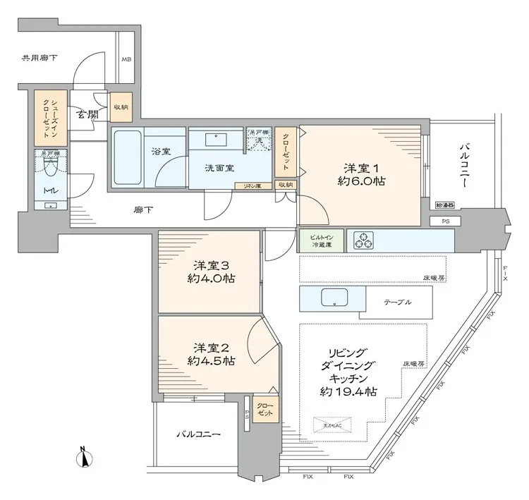 富久クロスコンフォートタワーの間取り図
